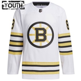Dresovi Boston Bruins 100th Anniversary David Pastrnak Adidas 2023-24 Bijela Authentic - Dječji